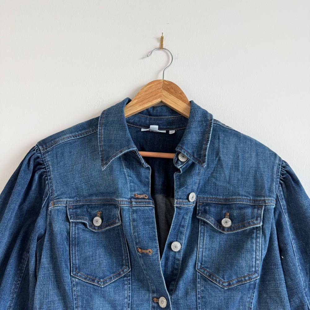 Chicos‎ Structured Puff Sleeve Denim Shirt Size 1 - Picture 7 of 10